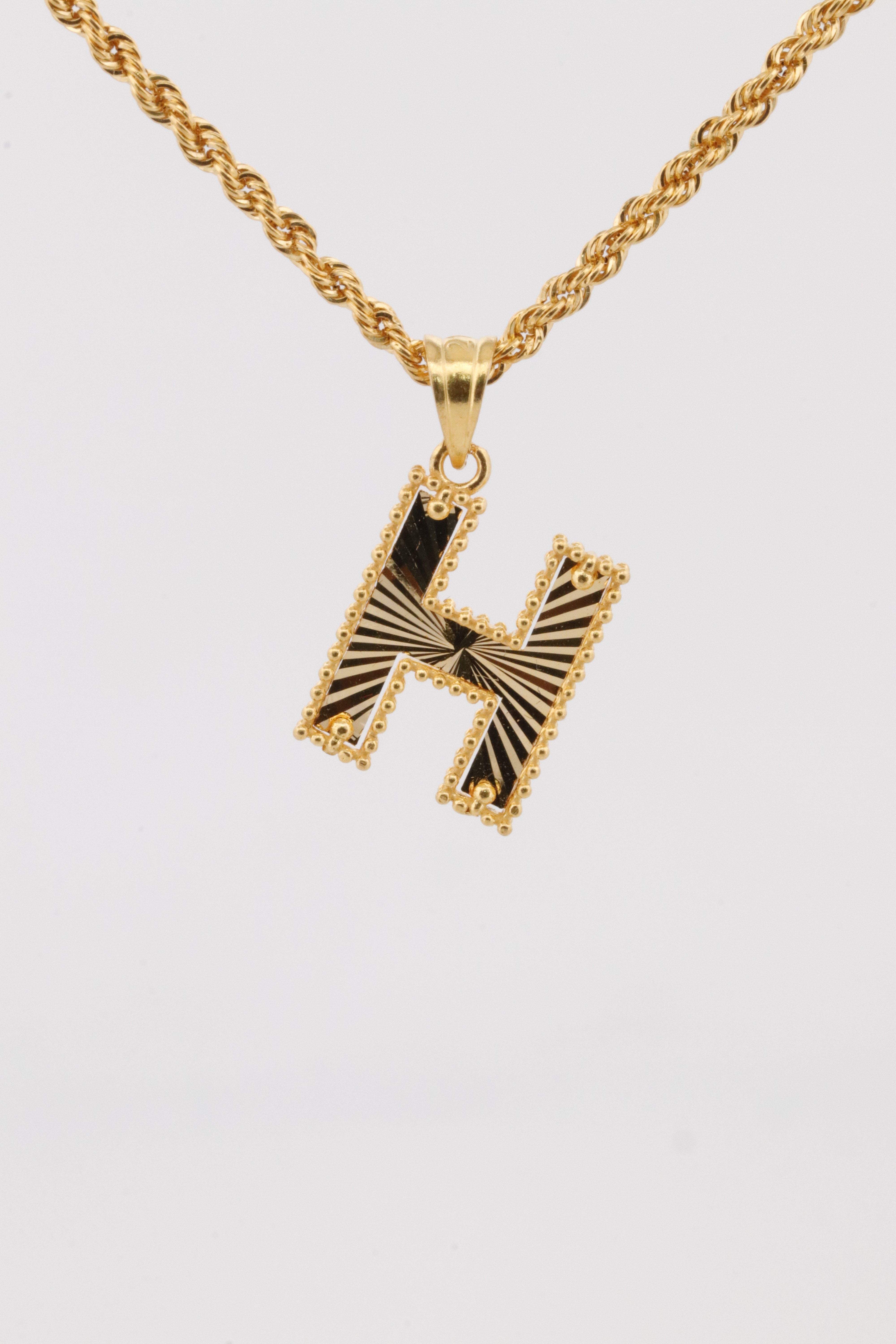 Gold Letter H Pendant Necklace – 1.45g Geometric Design | Bigeasy Jewellers